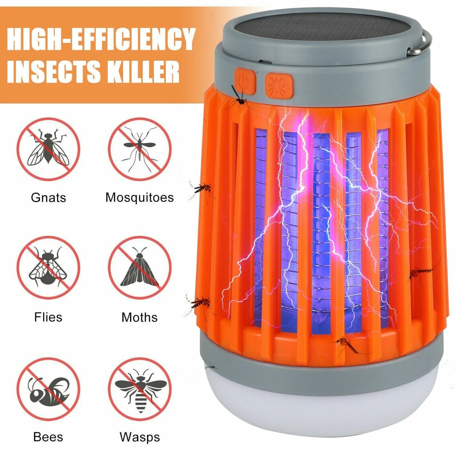 Powerful Portable Solar USB Mosquito Killer Lamp, Lanterns Solar Power USB Rechargeable, LED Flashlight, Outdoor Light for Camping